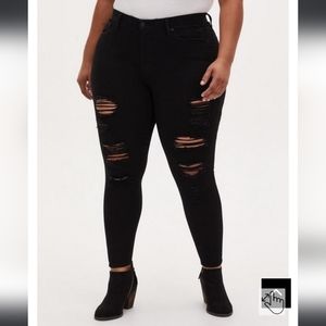 Torrid Sky High Skinny Premium Stretch High Rise Jean Size 12S Black